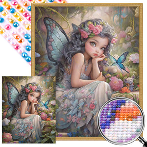 Butterfly Elf Girl 40*50CM(Picture) Full AB Round Drill Diamond Painting