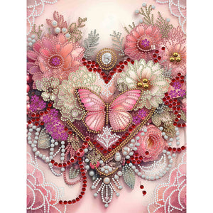 Flowers Of Love 30*40CM(Canvas) Partial Special Shaped Drill Diamond Painting