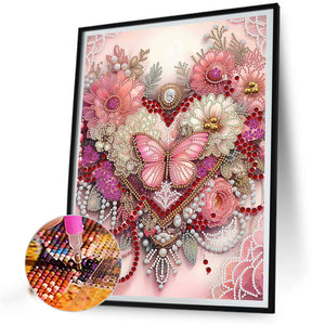 Flowers Of Love 30*40CM(Canvas) Partial Special Shaped Drill Diamond Painting