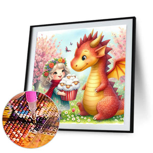 Dragon And Girl 40*40CM(Canvas) Full Round Drill Diamond Painting