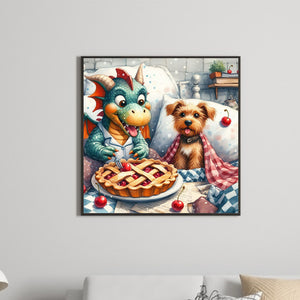 Dragon And Yorkshire Terrier 40*40CM(Canvas) Full Round Drill Diamond Painting