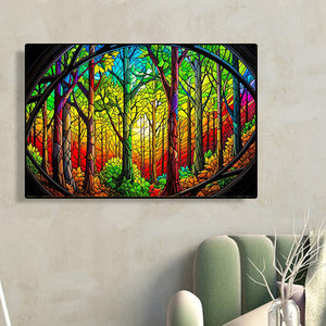 Glass Painting Forest 60*40CM(Canvas) Full Round Drill Diamond Painting
