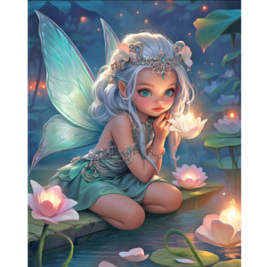 Lotus And Fairy Girl 40*50CM(Canvas) Full Round Drill Diamond Painting