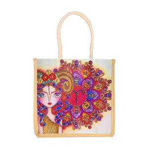5D Diamond Painting Linen Bags DIY Aries Girl Eco Shopping Tote (GT5000)