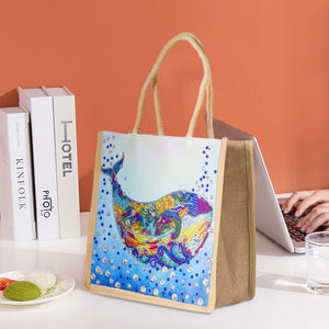 5D Diamond Painting Linen Bag DIY Dolphin Shopping Handbag Totes (GT5007)