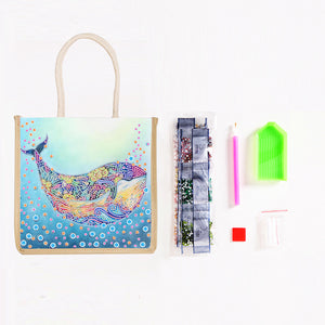 5D Diamond Painting Linen Bag DIY Dolphin Shopping Handbag Totes (GT5007)