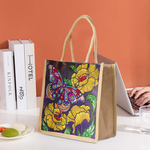 5D Diamond Painting Linen Bag DIY Butterfly Flower Shopping Totes (GT5008)