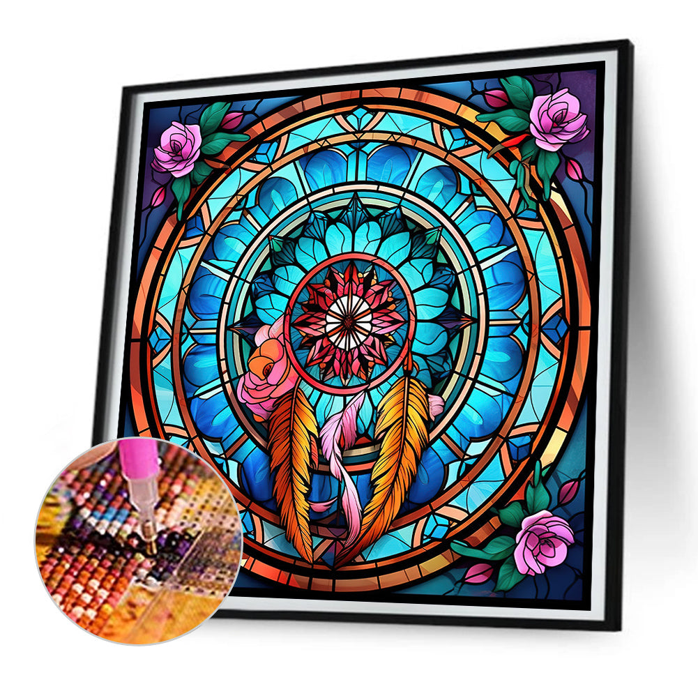 Mandala - Round Drill Diamond Painting - 30*30CM  Glass window art, Diamond  painting, Stained glass patterns