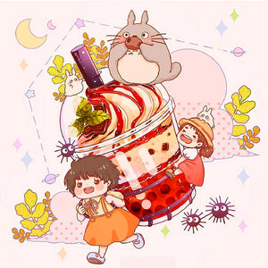 Totoro Ice Cream (50*50CM) 9CT 4 Stamped Cross Stitch