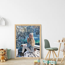 Load image into Gallery viewer, Yishu - Girl In A Snowy Scene - 40*56CM 11CT 3 Stamped Cross Stitch
