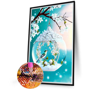Glass Bird With Water Droplets 40*60CM(Canvas) Full Round Drill Diamond Painting