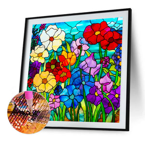 Glass Flower Cluster 40*40CM(Canvas) Full Round Drill Diamond Painting