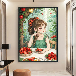 Yishu - Strawberry Girl In The Forest - 40*60CM 11CT 3 Stamped Cross Stitch