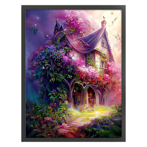 Huancan - Cottage With Flowers And Trees - 50*65CM 16CT 2 Stamped Cross Stitch