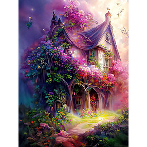 Huancan - Cottage With Flowers And Trees - 50*65CM 16CT 2 Stamped Cross Stitch