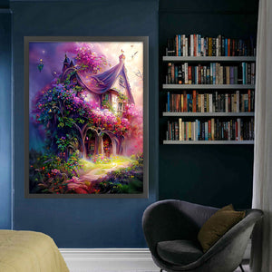 Huancan - Cottage With Flowers And Trees - 50*65CM 16CT 2 Stamped Cross Stitch