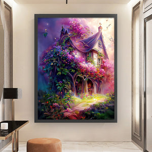 Huancan - Cottage With Flowers And Trees - 50*65CM 16CT 2 Stamped Cross Stitch