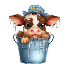 Load image into Gallery viewer, Cow In A Bucket 30*40CM(Canvas) Full Round Drill Diamond Painting
