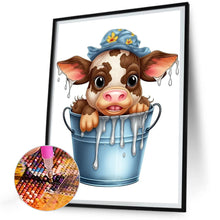 Load image into Gallery viewer, Cow In A Bucket 30*40CM(Canvas) Full Round Drill Diamond Painting
