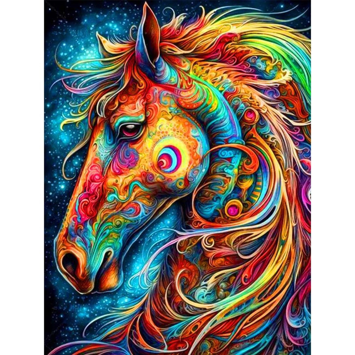 Colorful Horse - Full 11CT Stamped Cross Stitch 40x55CM - Huacan
