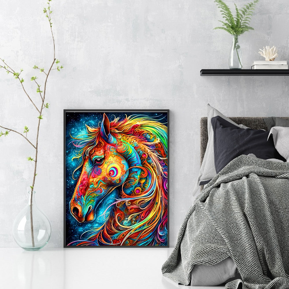 Colorful Horse - Full 11CT Stamped Cross Stitch 40x55CM - Huacan