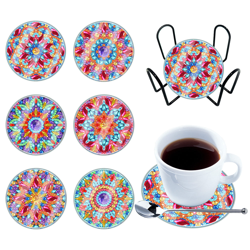 6pcs Coaster Set Classic Mandala DIY Holiday Christmas Waterproof