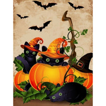 Load image into Gallery viewer, Black Cat And Jack-O&#39;-Lantern 30*40CM(Canvas) Full Round Drill Diamond Painting

