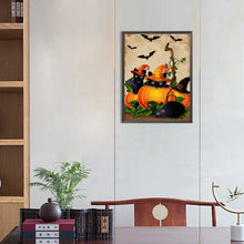Load image into Gallery viewer, Black Cat And Jack-O&#39;-Lantern 30*40CM(Canvas) Full Round Drill Diamond Painting
