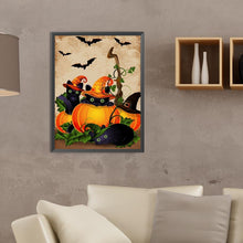 Load image into Gallery viewer, Black Cat And Jack-O&#39;-Lantern 30*40CM(Canvas) Full Round Drill Diamond Painting
