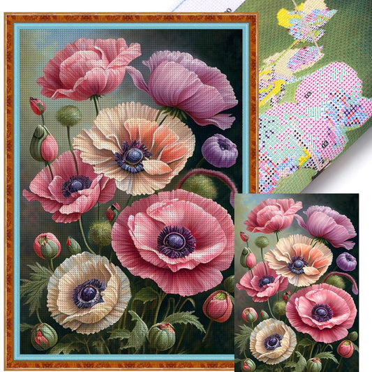 Poppy - Full 11CT Stamped Cross Stitch 40x60CM - Huacan
