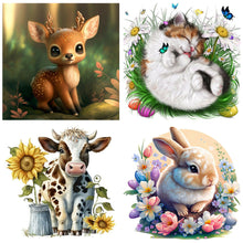 Load image into Gallery viewer, 4PCS Cute Animals 30*30CM(Canvas) Full Round Drill Diamond Painting
