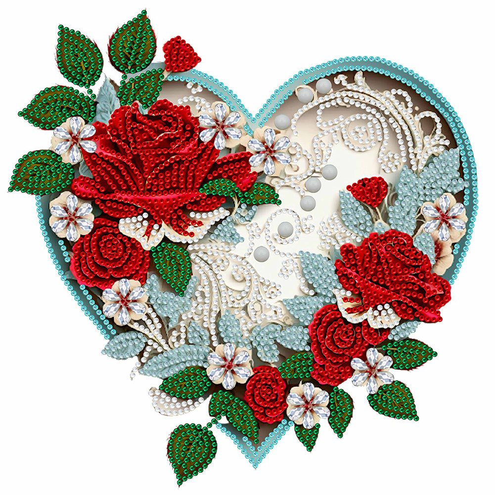 Flower Heart 30*30CM(Canvas) Partial Special Shaped Drill Diamond Painting