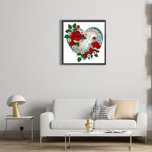 Flower Heart 30*30CM(Canvas) Partial Special Shaped Drill Diamond Painting