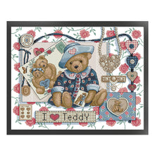 Load image into Gallery viewer, Joy Sunday - I Love Teddy Bear - 49*41CM 14CT 2 Stamped Cross Stitch
