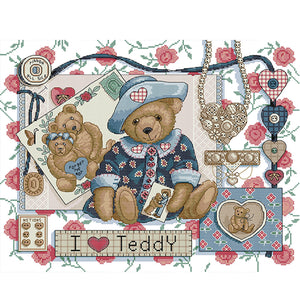 Joy Sunday - I Love Teddy Bear - 49*41CM 14CT 2 Stamped Cross Stitch