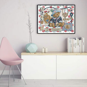 Joy Sunday - I Love Teddy Bear - 49*41CM 14CT 2 Stamped Cross Stitch
