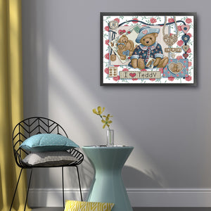 Joy Sunday - I Love Teddy Bear - 49*41CM 14CT 2 Stamped Cross Stitch