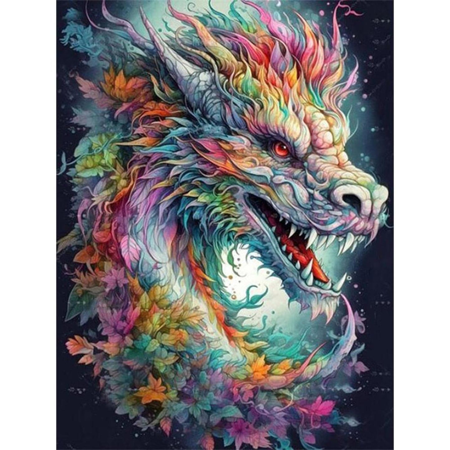 Colorful Dragon - Full 11CT Stamped Cross Stitch 50x65CM - Yishu