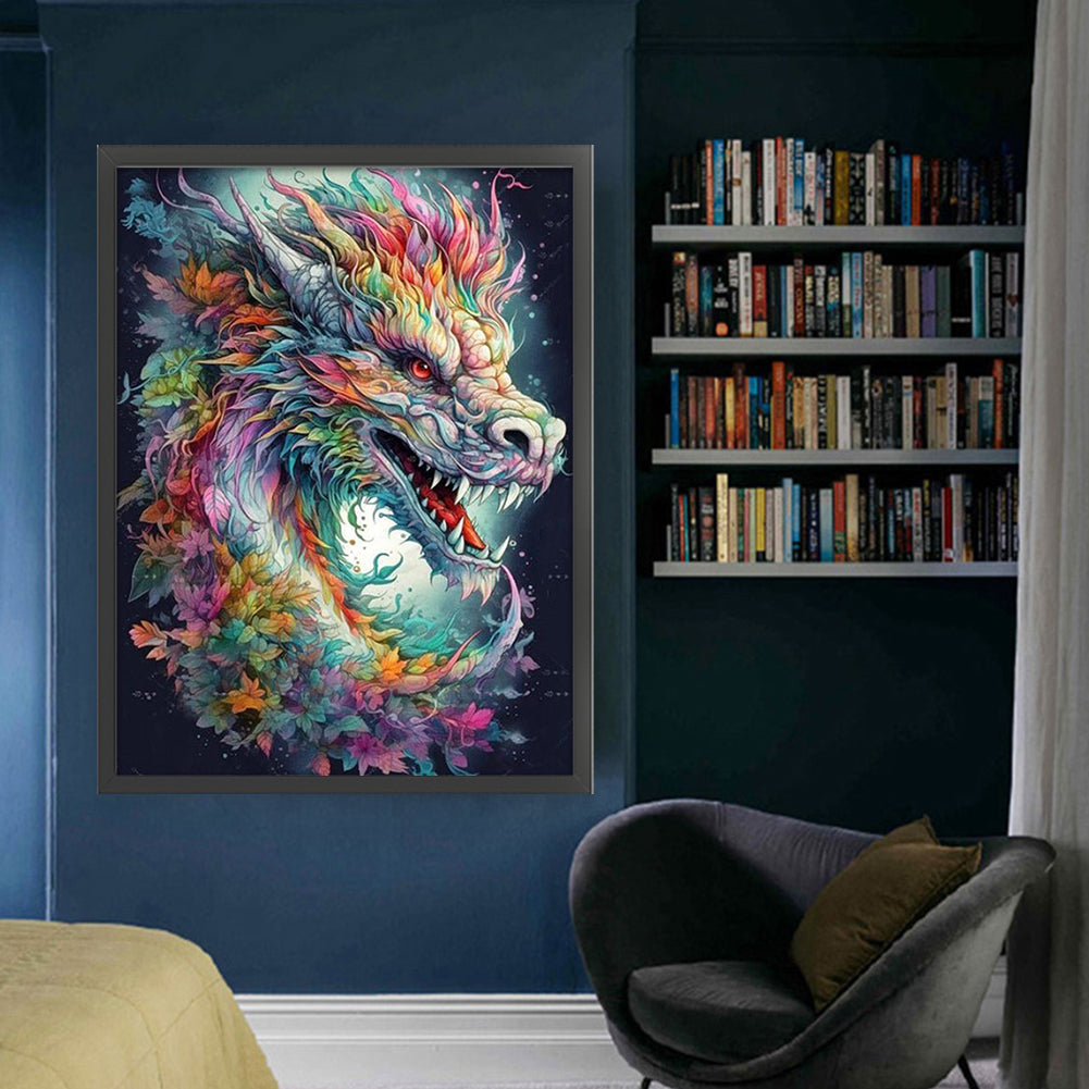 Colorful Dragon - Full 11CT Stamped Cross Stitch 50x65CM - Yishu