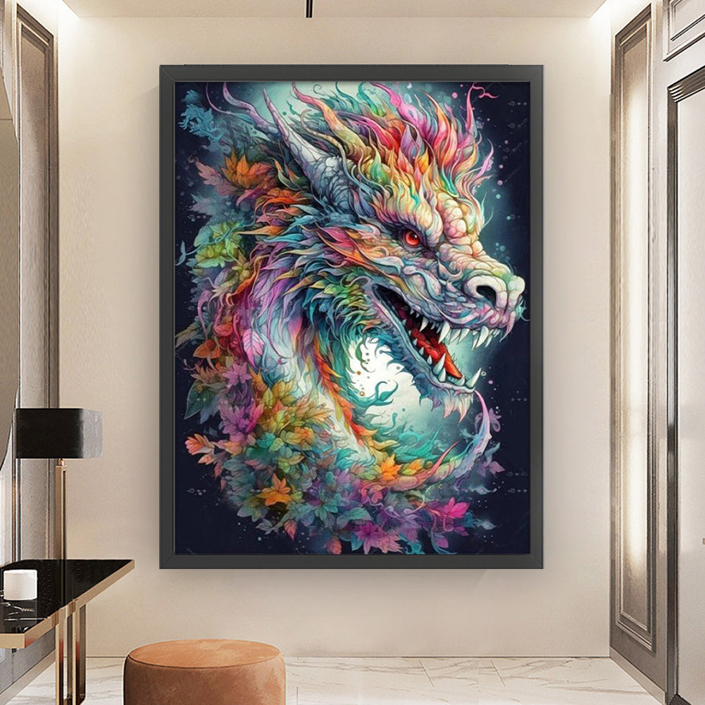 Colorful Dragon - Full 11CT Stamped Cross Stitch 50x65CM - Yishu