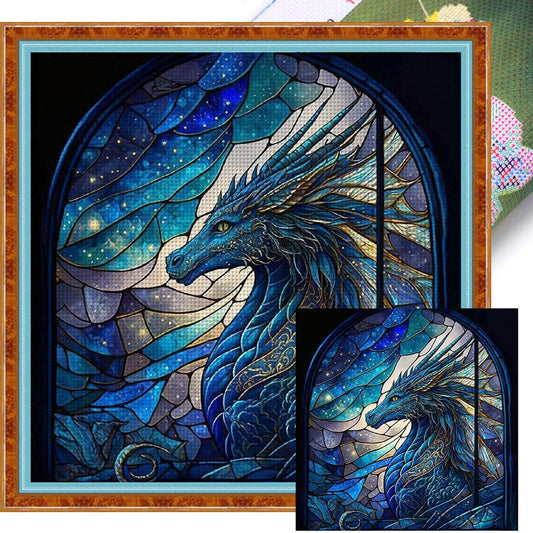 Glass Painting - Dragon - Full 11CT Stamped Cross Stitch 40x40CM - Huacan