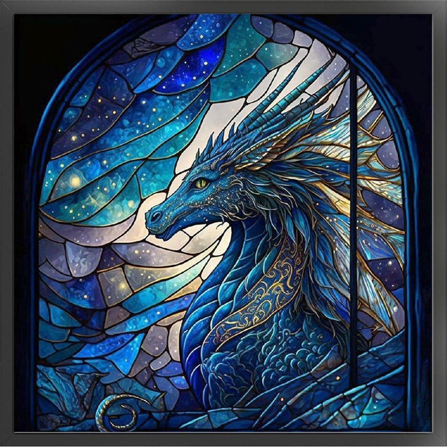 Glass Painting - Dragon - Full 11CT Stamped Cross Stitch 40x40CM - Huacan