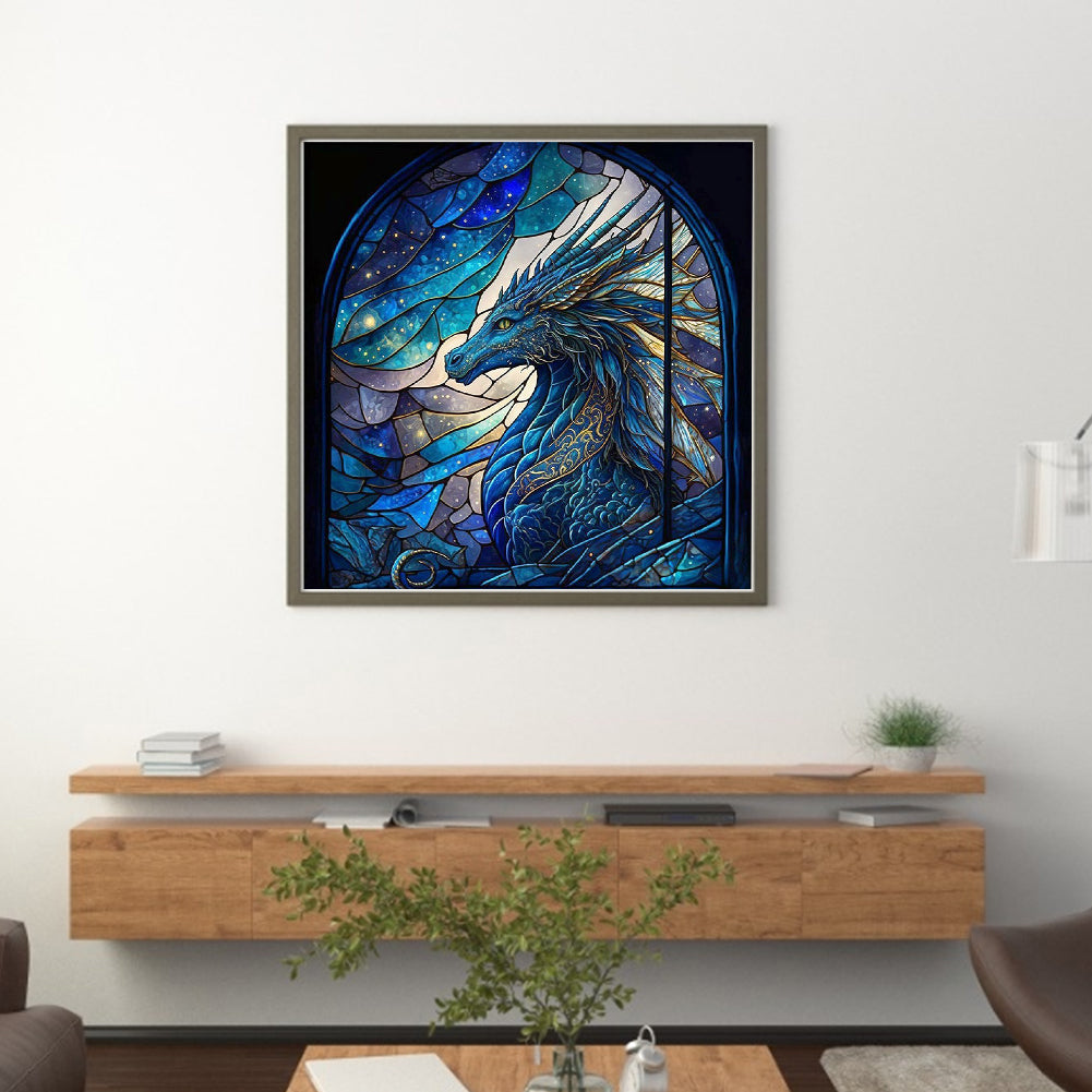 Glass Painting - Dragon - Full 11CT Stamped Cross Stitch 40x40CM - Huacan