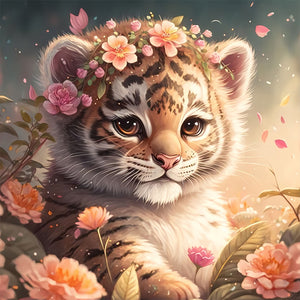 Tiger Cub 40*40CM(Picture) Full Round Drill Diamond Painting