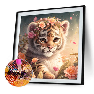 Tiger Cub 40*40CM(Picture) Full Round Drill Diamond Painting