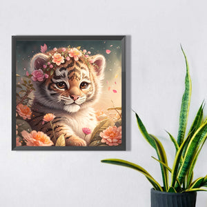 Tiger Cub 40*40CM(Picture) Full Round Drill Diamond Painting