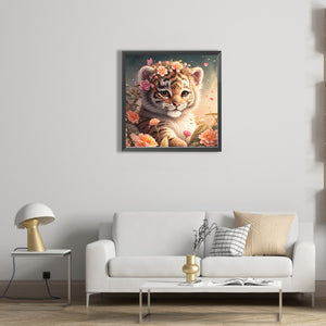 Tiger Cub 40*40CM(Picture) Full Round Drill Diamond Painting