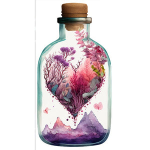Yishu - Heart-Shaped Flowers And Plants In A Vase - 35*65CM 11CT 3 Stamped Cross Stitch