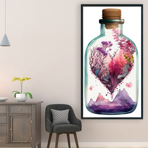 Yishu - Heart-Shaped Flowers And Plants In A Vase - 35*65CM 11CT 3 Stamped Cross Stitch