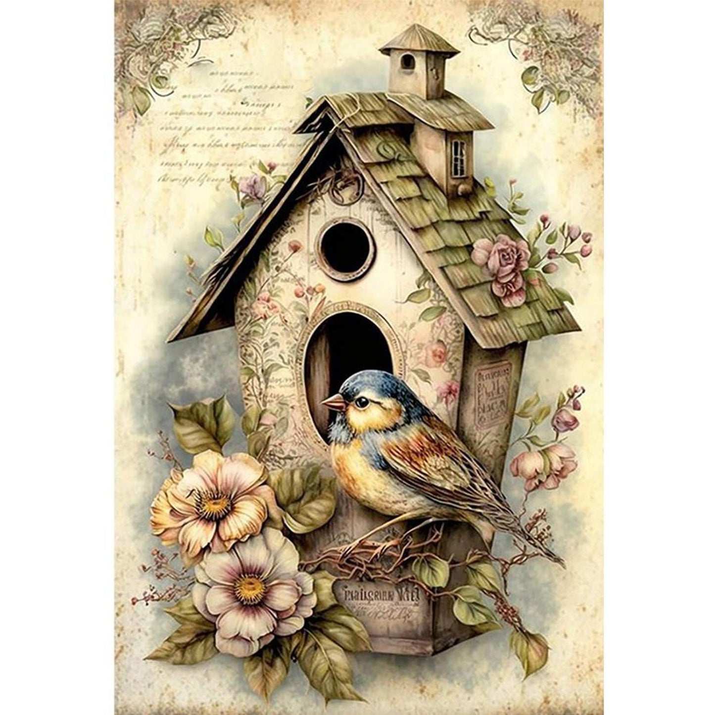 Vintage Poster - Bird'S Nest - Full 11CT Stamped Cross Stitch 40x60CM - Huacan